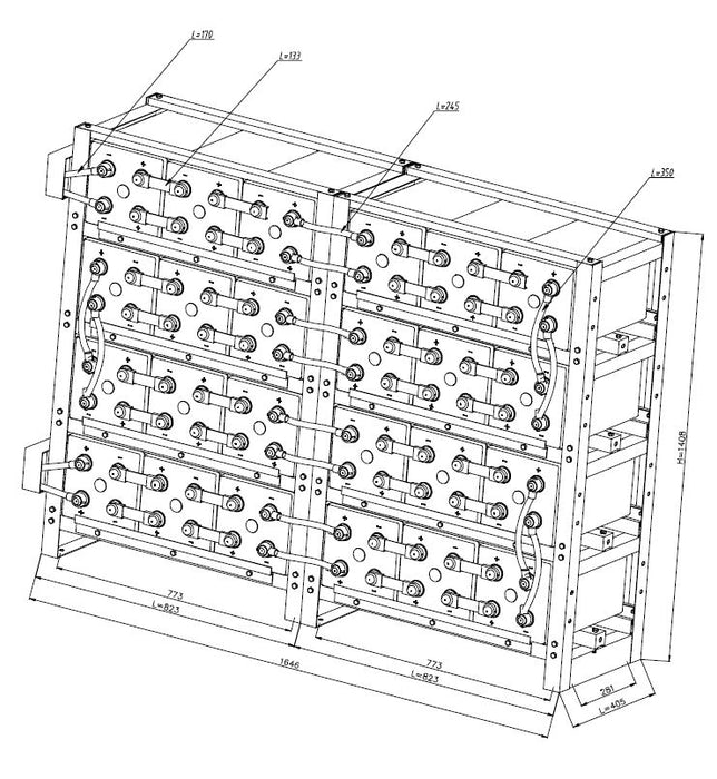 48 Volt 1000 Ah Battery Kit - NARADA REXC - Deep Cycle Lead Carbon [REXC-1000/48VRK]