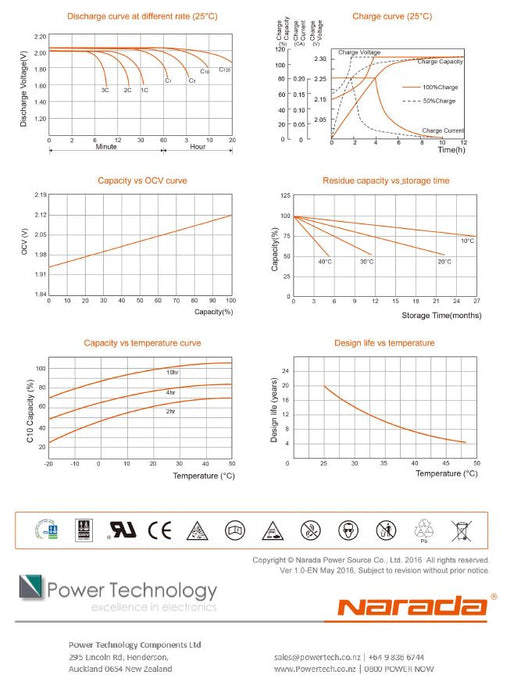 NARADA REXC Series - 2 Volt / 1500 Ah - Deep Cycle Lead Carbon Battery